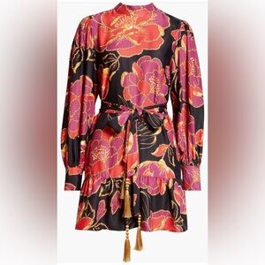 FARM RIO Shiny Chita Floral Print Long Sleeve Mindless, size Small, $260